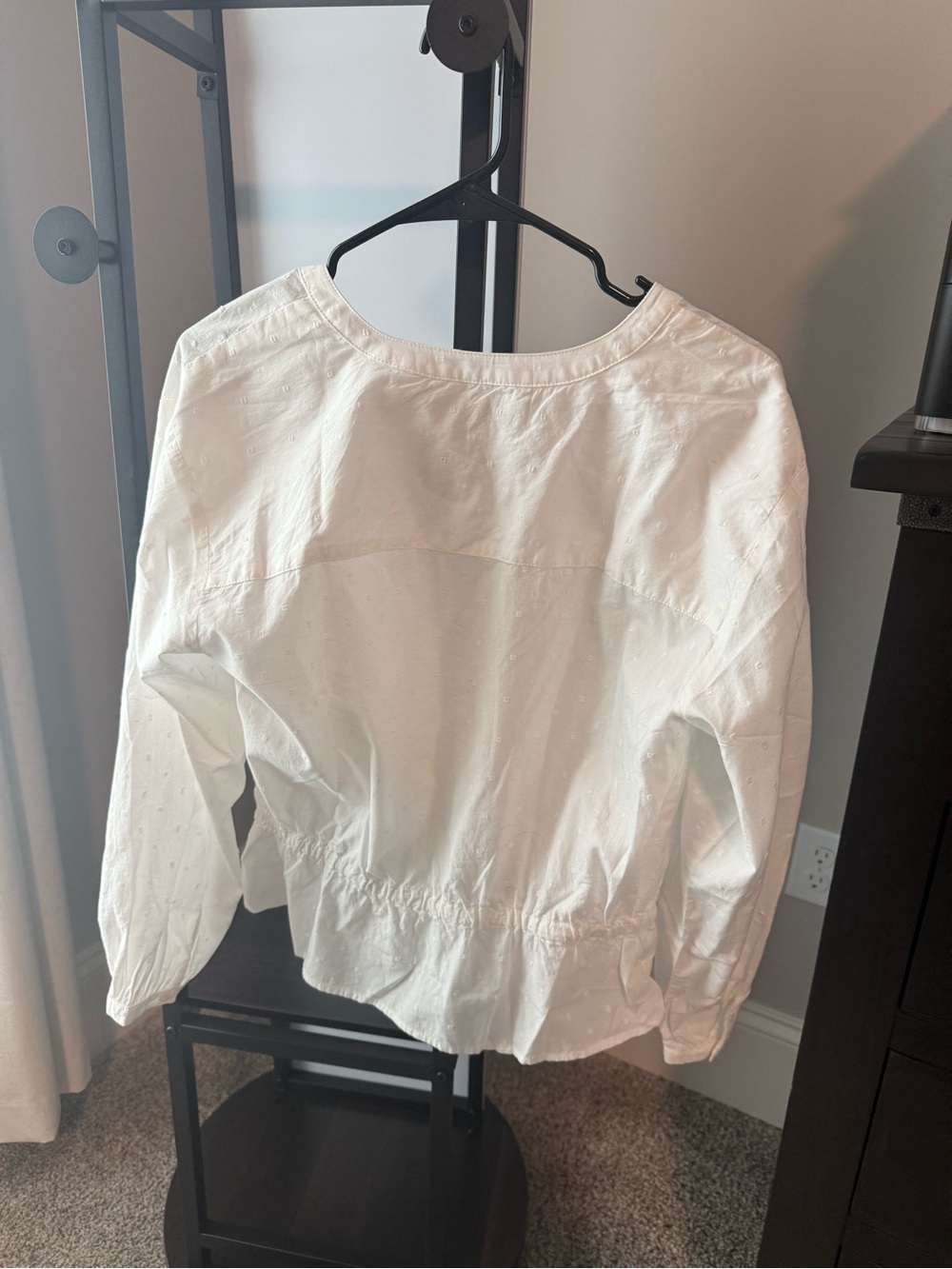 LOFT White Eyelet Button-Front Drawstring Top - Picture 3 of 3